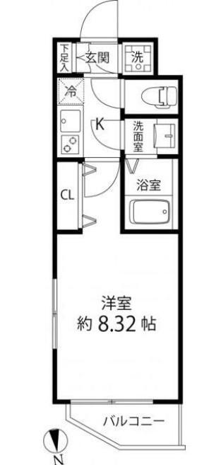 白金高輪レジデンス(1K/3階)の間取り写真