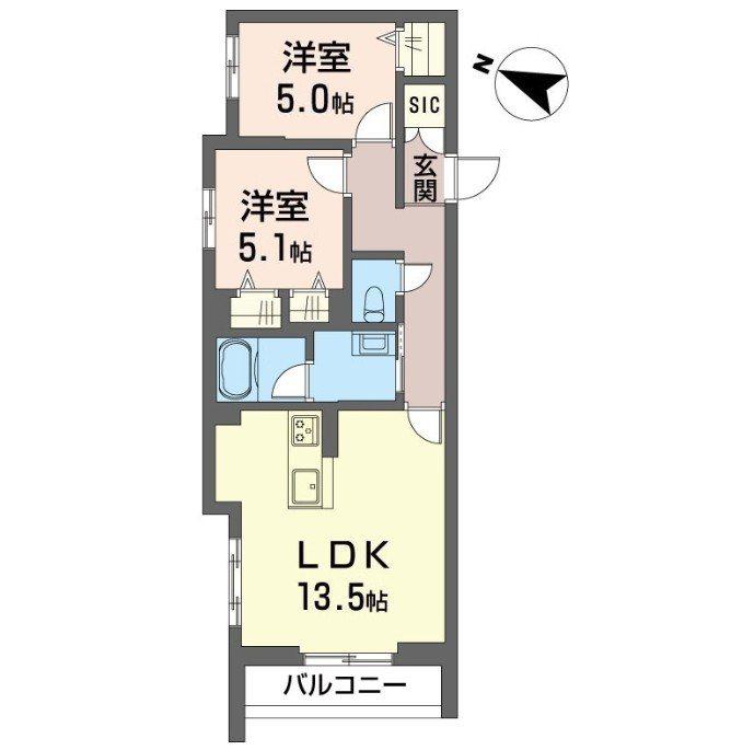 アドバンス(2LDK/3階)の間取り写真