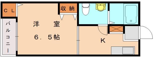 レイクサイドI(1K/1階)の間取り写真