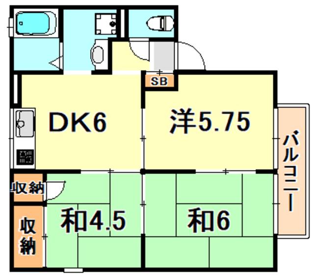 エステート塩屋山手(3DK/2階)の間取り写真