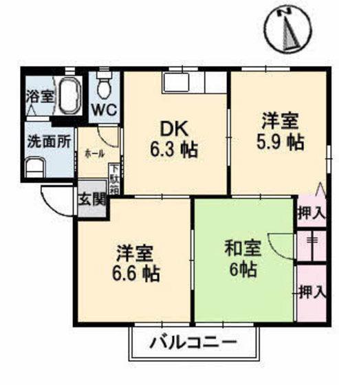 フォーレスM(3DK/1階)の間取り写真