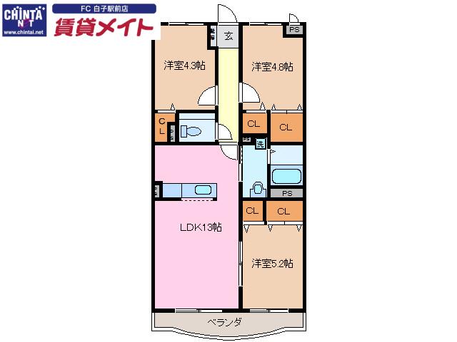 フォレストパーク高岡(3LDK/1階)の間取り写真