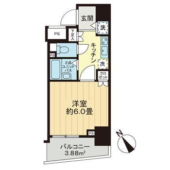 スカイコートヌーベル池袋(1K/8階)の間取り写真