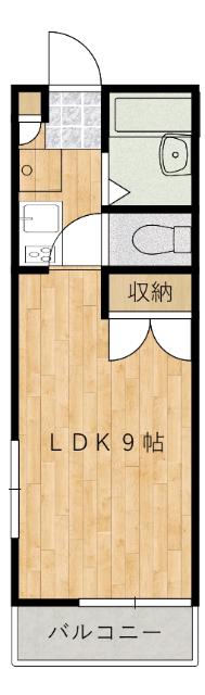 グリューネA棟(ワンルーム/1階)の間取り写真