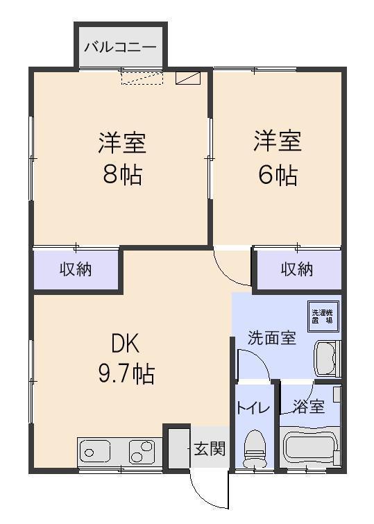 サンライズ柏崎(2DK/2階)の間取り写真