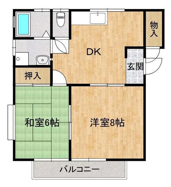 グリーンフィールド C棟(2DK/2階)の間取り写真