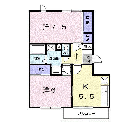 カターラ山口(2K/2階)の間取り写真