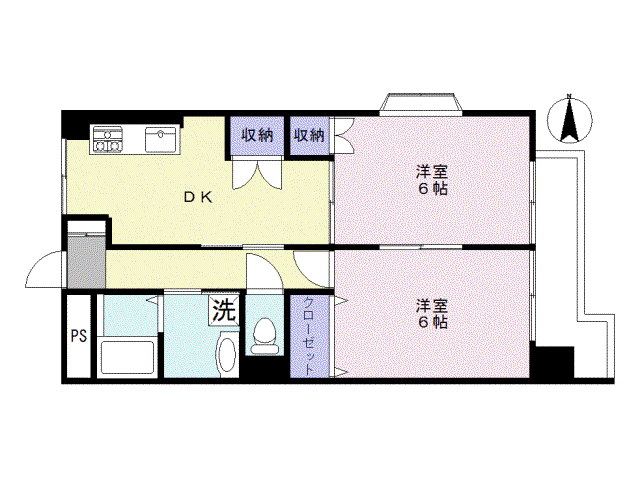 リバーハイツ須川(2DK/3階)の間取り写真
