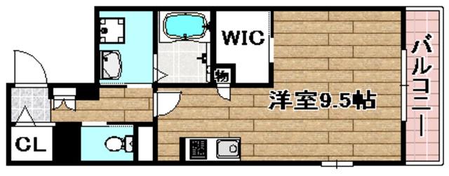 ヴィラソレーユ高槻町(1K/4階)の間取り写真