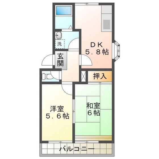 パレロワイヤル(2DK/2階)の間取り写真