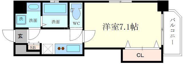 LC難波ミラージュ(1K/6階)の間取り写真