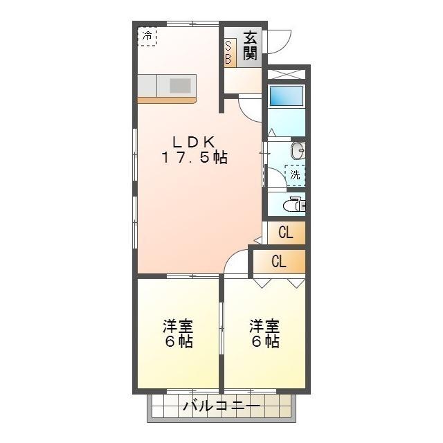 サウスウエスト弐番館(2LDK/1階)の間取り写真