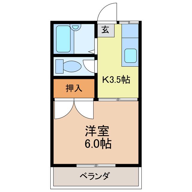 アミューズ本庄(1K/2階)の間取り写真