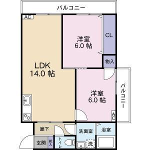 神野マンションII(2LDK/4階)の間取り写真