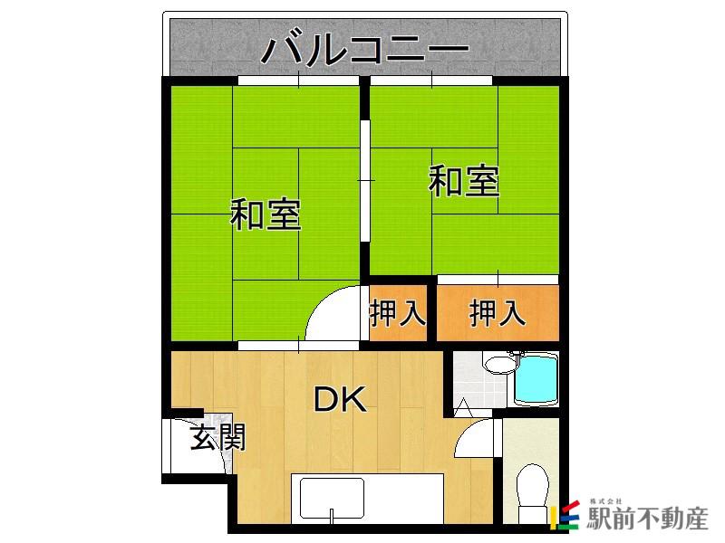 デュエット・ビンテージ(2DK/3階)の間取り写真