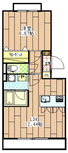 コンフォールメゾン西浅田(1LDK/1階)の間取り写真