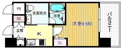 エスライズ堂島川(1K/11階)の間取り写真