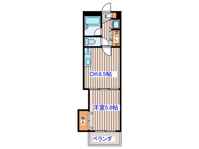 グラニットビル(1DK/2階)の間取り写真