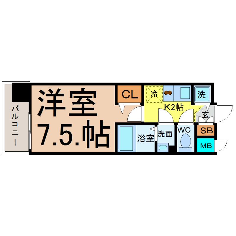 プレサンス名古屋STATIONディーヴァ(1K/4階)の間取り写真