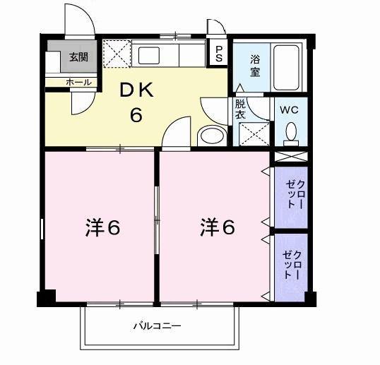 パルまるみ(2DK/2階)の間取り写真