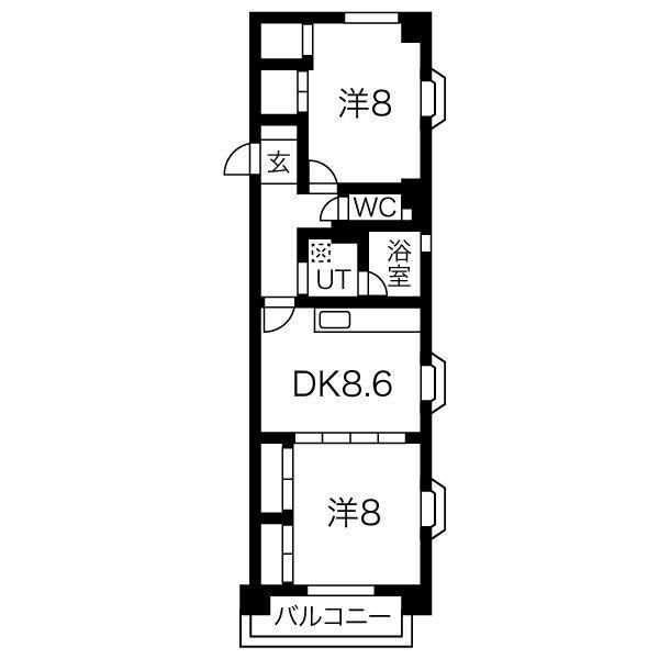 ガーデンコート(2DK/3階)の間取り写真