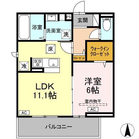 D-ROOM林町7丁目(1LDK/1階)の間取り写真