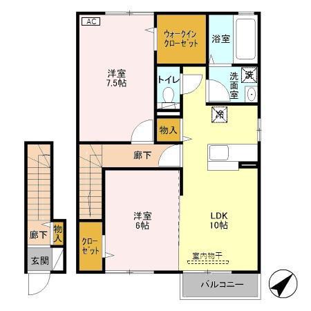 アトリオ青山 D202(2LDK/2階)の間取り写真