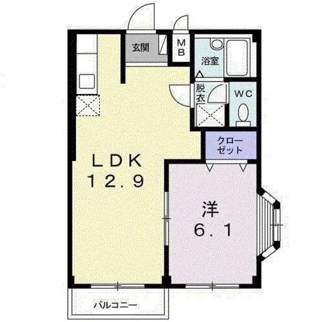 コーポウィスタリアB(1LDK/2階)の間取り写真