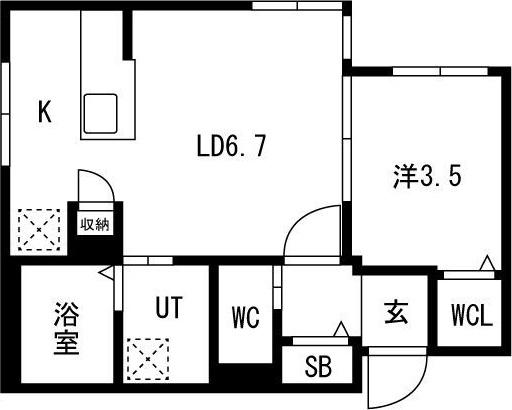 アルファグランデ麻生(1LDK/2階)の間取り写真