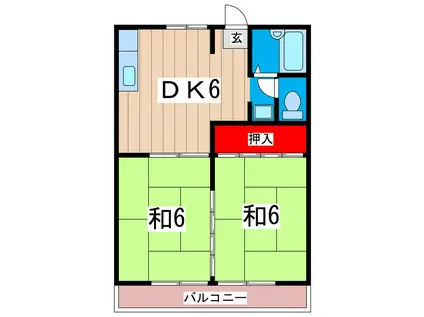 大進ハイツ(2DK/2階)の間取り写真