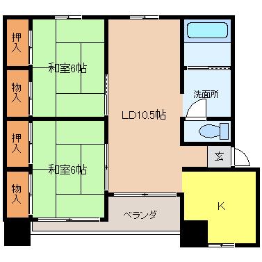 SDマンション(2LDK/3階)の間取り写真