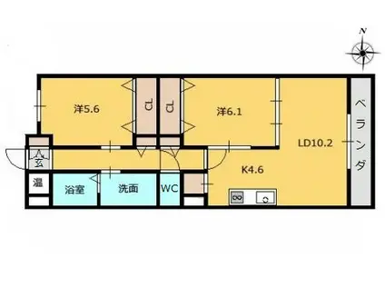 ヘリテージ(2LDK/3階)の間取り写真