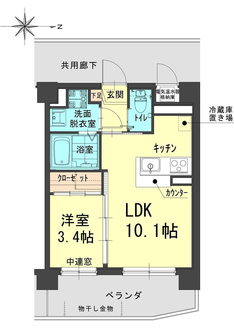 パレスコンフォート大和町(1LDK/6階)の間取り写真