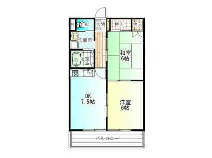 スカイ21(2LDK/4階)の間取り写真