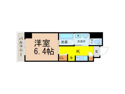 ワイズタワー新栄(1K/2階)の間取り写真