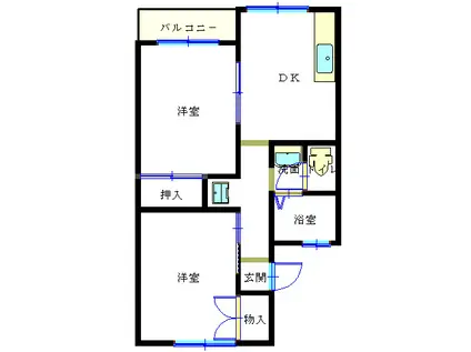 セジュール・シェミネ(1LDK/2階)の間取り写真