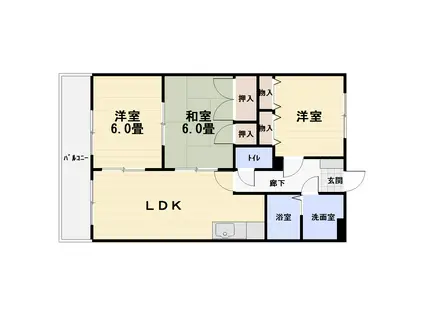 ガーデンハイツ上宇部II(3LDK/4階)の間取り写真