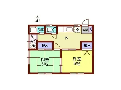 コーポN1(2DK/2階)の間取り写真