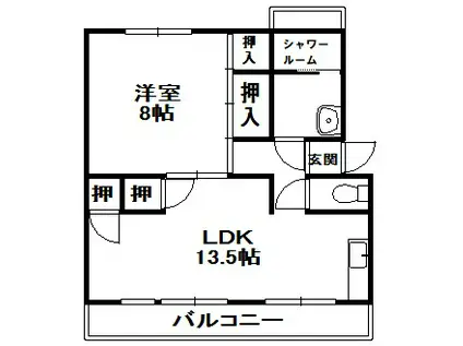 ANGELO三田(1LDK/1階)の間取り写真