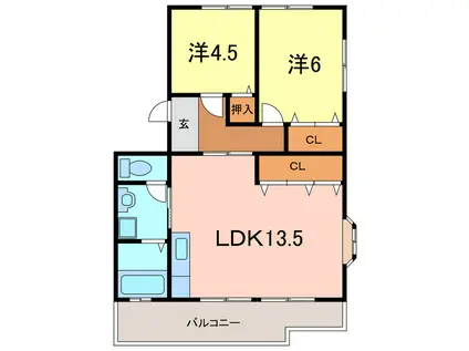 マンション桜台(2LDK/4階)の間取り写真