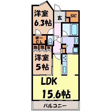 MELIV上前津(2LDK/5階)の間取り写真