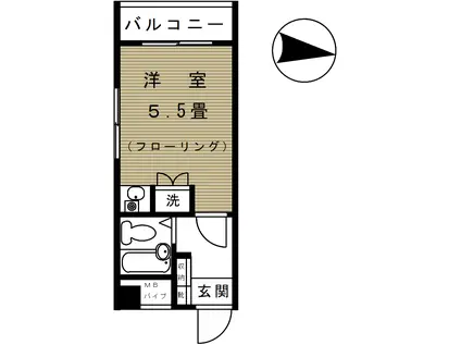 山本ビル(ワンルーム/6階)の間取り写真