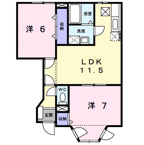 アン・プレーヌB(2LDK/1階)の間取り写真