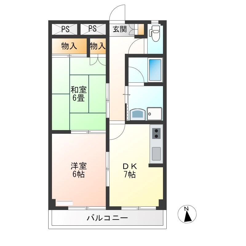 アメニティフラット(2DK/3階)の間取り写真