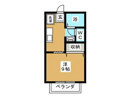 ユーハイツC(ワンルーム/2階)の間取り写真