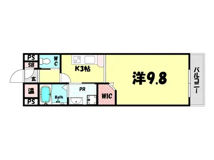 グランドオークKOBE北野(1K/3階)の間取り写真