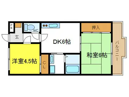 エルハイム西今川(2DK/4階)の間取り写真