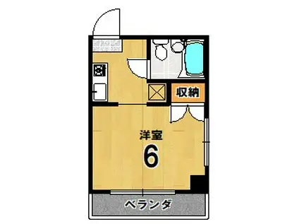 ヒノキハイツ(ワンルーム/1階)の間取り写真