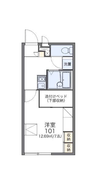レオパレス佐賀西(1K/1階)の間取り写真