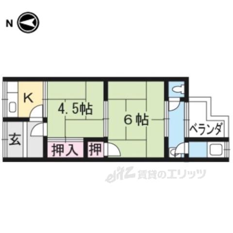 松園荘(2K/2階)の間取り写真